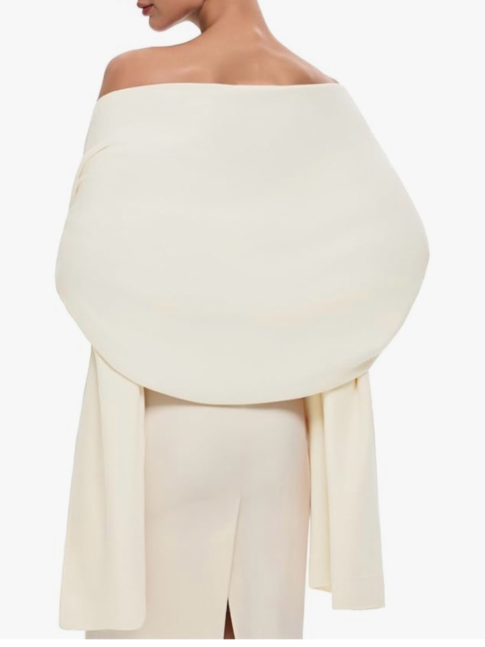 Puli Off-Shoulder Ivory Draped Wrap Shrug